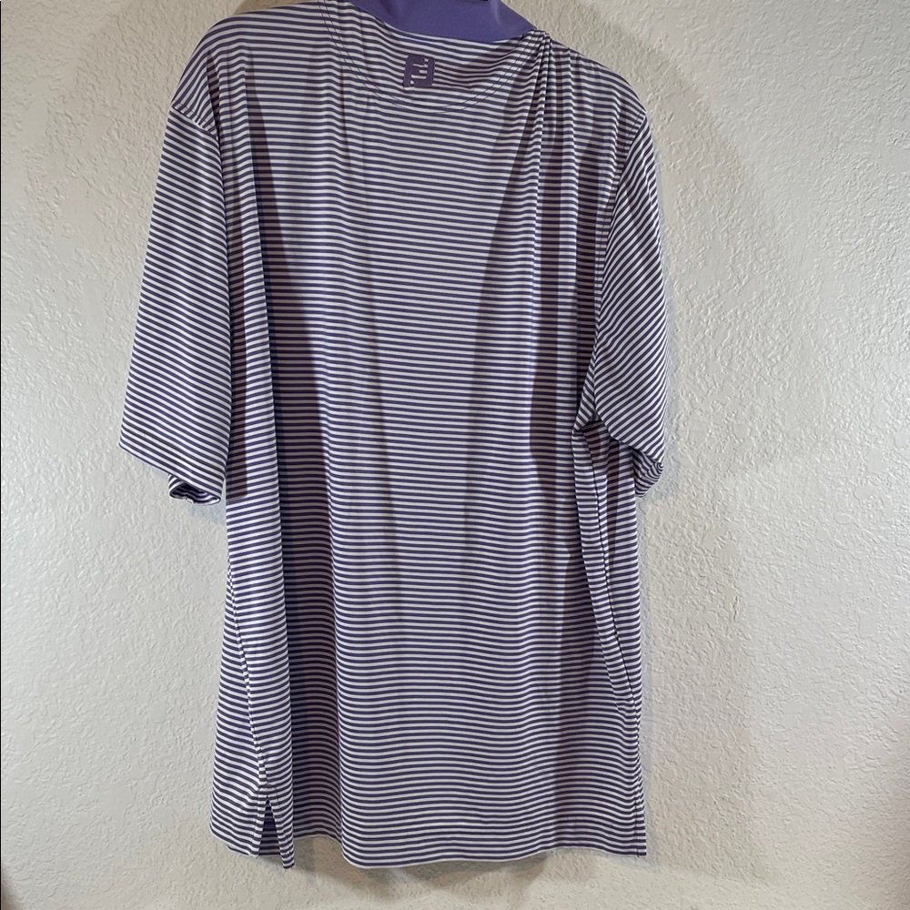 Footjoy FJ Golf Polo Shirt Purple White Short Sleeve Modern Logo Size XL - Picture 4 of 8